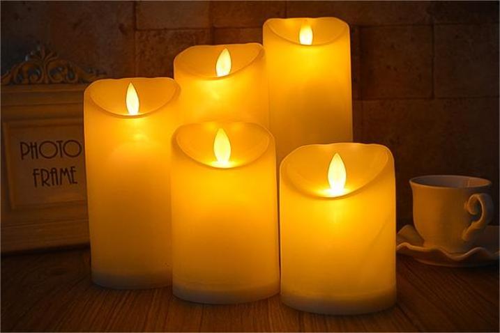 Rechargeable Led flameless pillar candles with moving flame led candles with USB cable indoor outdoor party home decoration