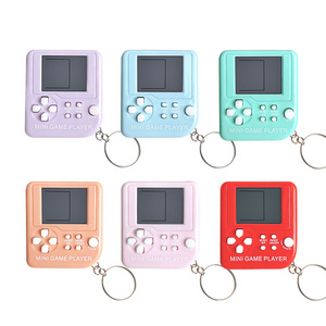 Macaron Color Mini Handheld Game Player with Keychain Pocket Hand held Brick Game Console for Kids Party Favor Gift