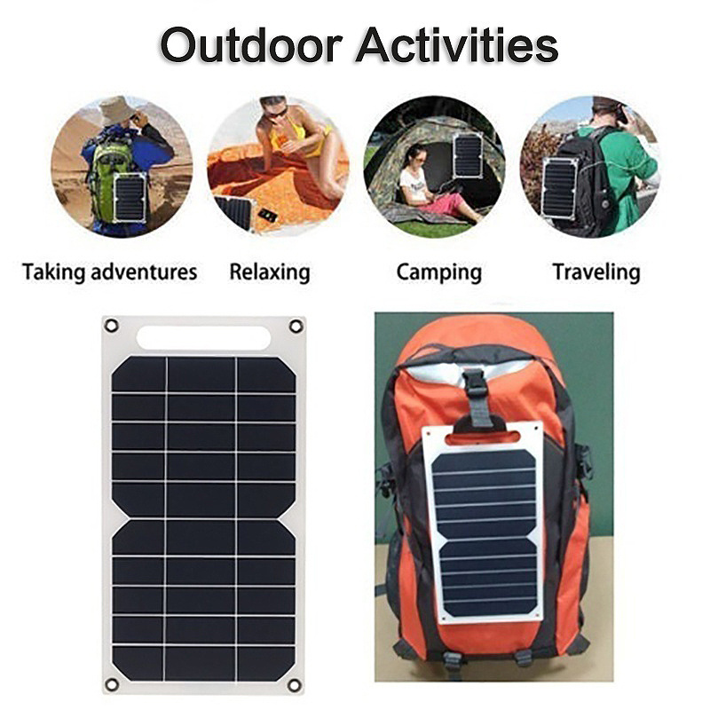 5V High Power USB Solar Panel Outdoor Waterproof Hike Camping Portable Cells Power Bank Battery Solar Charger for Mobile Phone