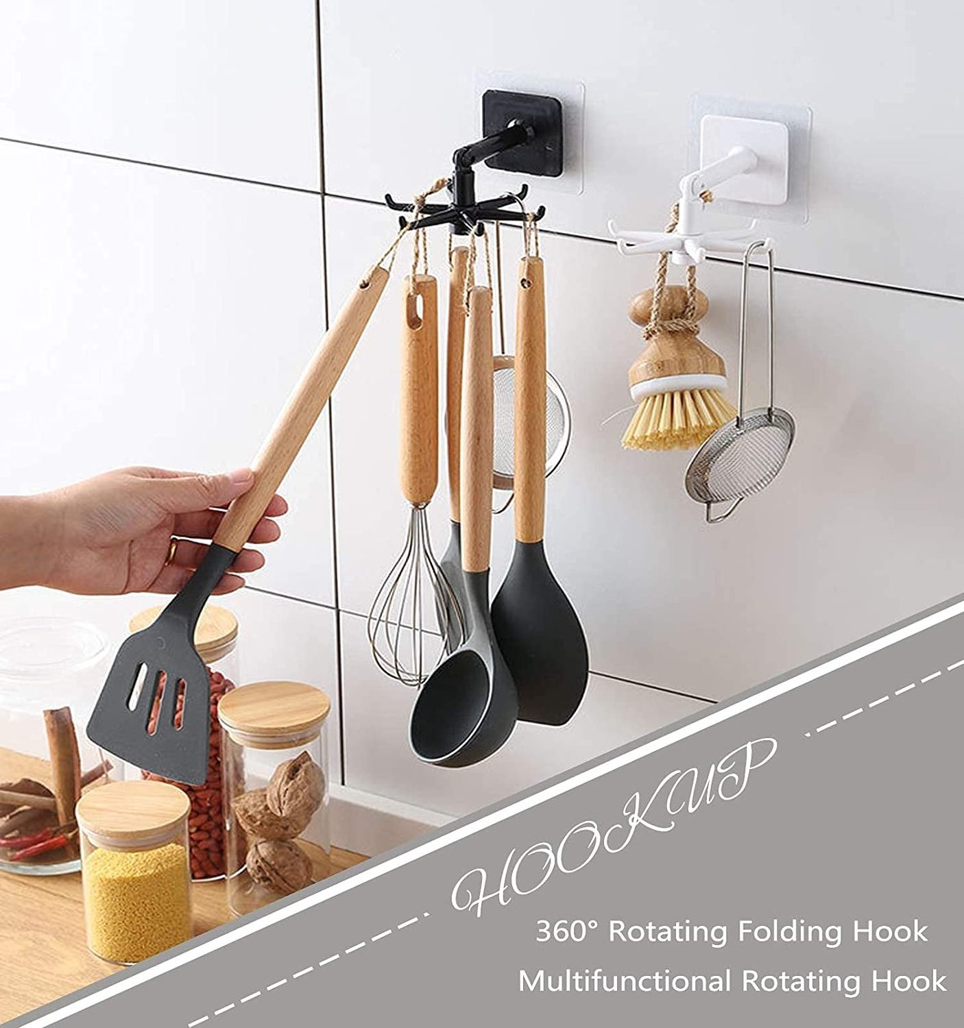 Folding Hook 360 degree Cabinet Hooks Self-Adhesive 180 degree Vertical Flip Hook for Home Kitchen Bathroom