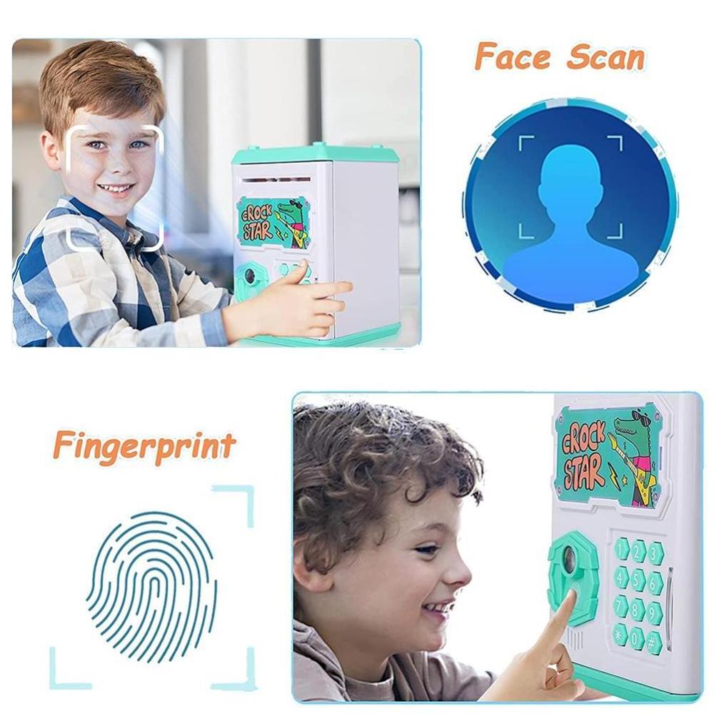 Electronic Piggy Bank for Kids Cash Money Savings box for coins Fingerprint and Face Scan Password Lock Money Box