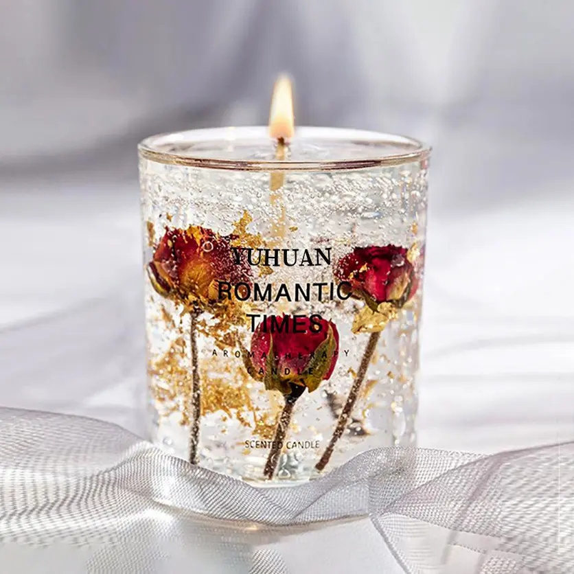 Home Decoration Clear Transparent Gel Wax Candles Glass Cup Aromatherapy Scented Candles_candels