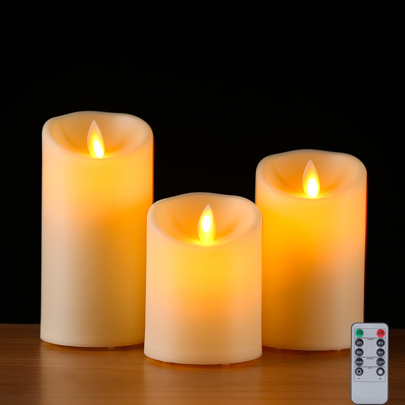 Rechargeable Led flameless pillar candles with moving flame led candles with USB cable indoor outdoor party home decoration