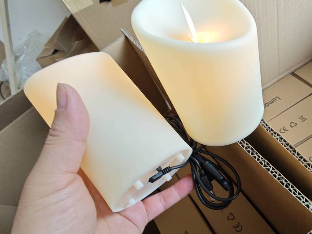 Rechargeable Led flameless pillar candles with moving flame led candles with USB cable indoor outdoor party home decoration