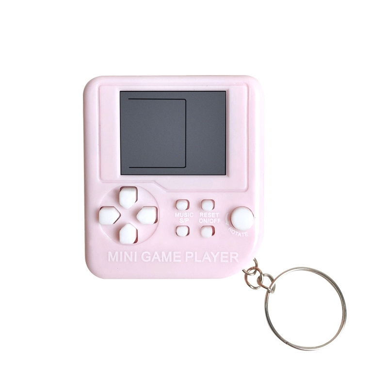 Macaron Color Mini Handheld Game Player with Keychain Pocket Hand held Brick Game Console for Kids Party Favor Gift