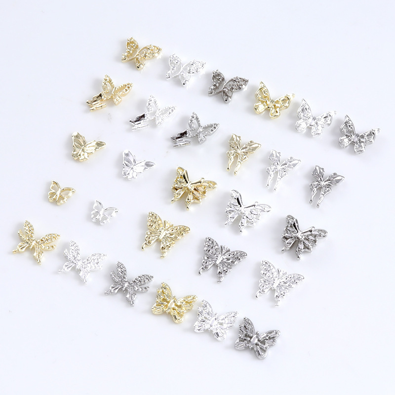 Wholesale Varies Design Mini Alloy Crystal Butterfly Shiny Flying Nail Art Decorations 3D Butterfly Nail Charms for Nail DIY