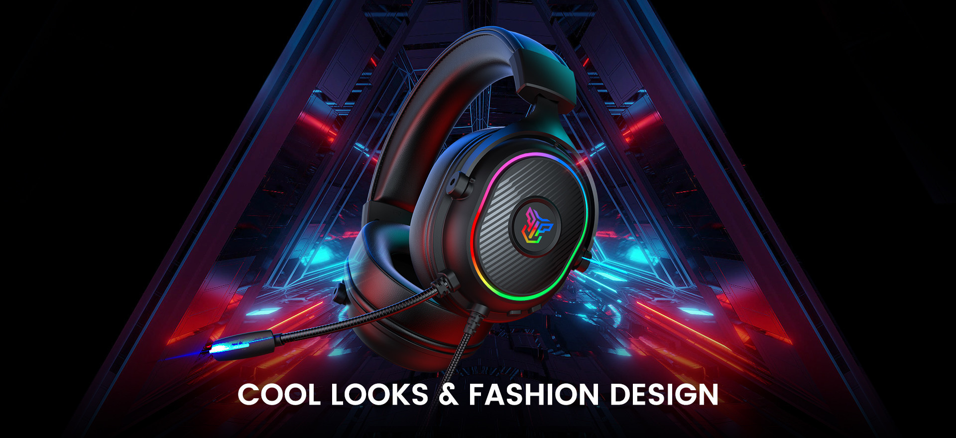 Gamer Headset  Cool Look Switchable RGB LED Light Comfortable Wearing Gaming Headphone 50mm Fidelity Driver  For PS4 PC Xbox