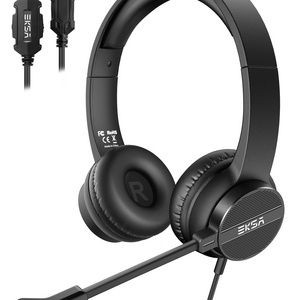 EKSA Wired PC Headset H12E with USB and ENC Noise Cancelling Mic in On-Ear Style for Call Centre/Office Computer or Gaming