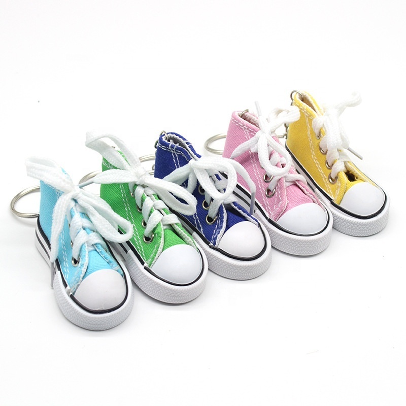 Colorful Oneok cute mini cloth pvc shoe canvas shoe key chain 3D sports sneaker keychain