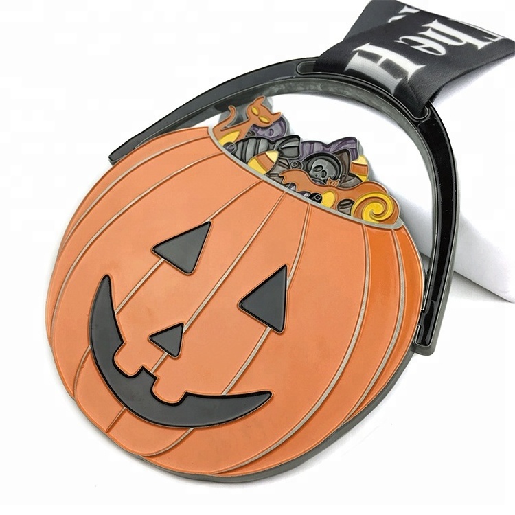 The Halloween pumpkin medal trophies, medals, & plaques stainless steel miraculous medal