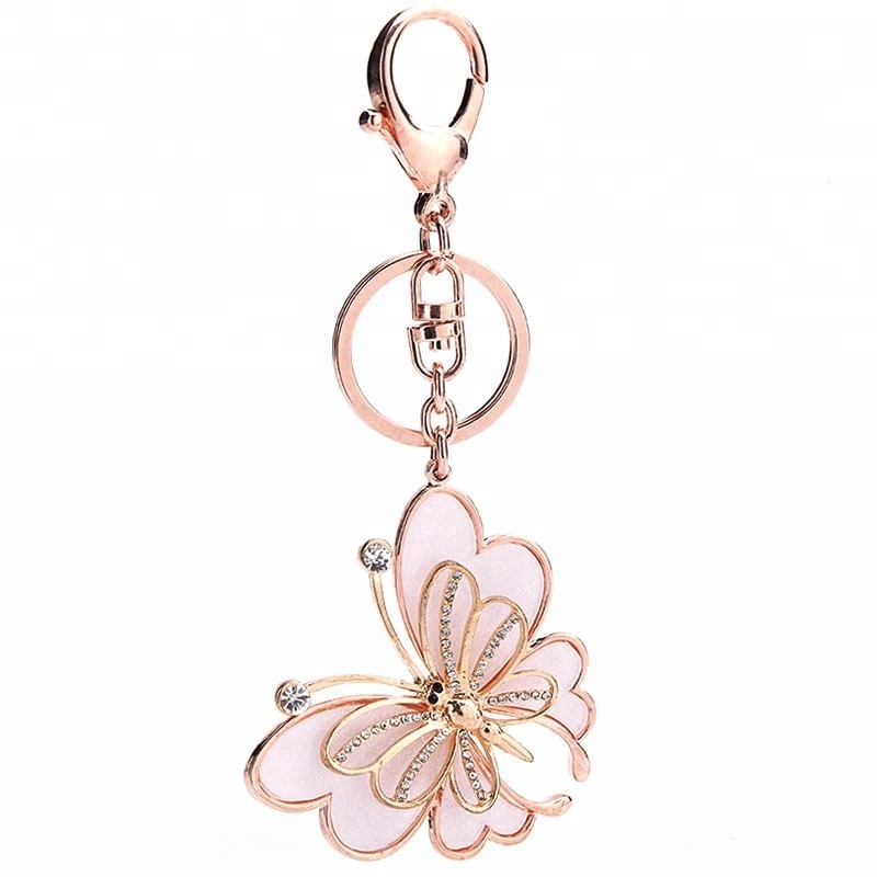 New arrival charming butterfly key chain bling keychain,metal rhinestone custom  keychain