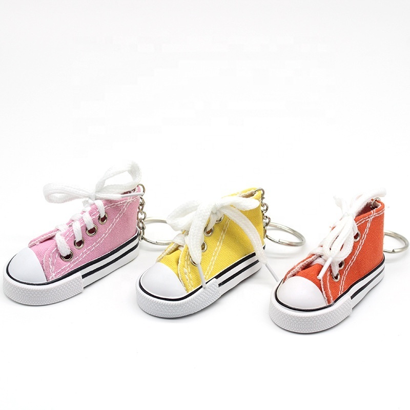 Colorful Oneok cute mini cloth pvc shoe canvas shoe key chain 3D sports sneaker keychain