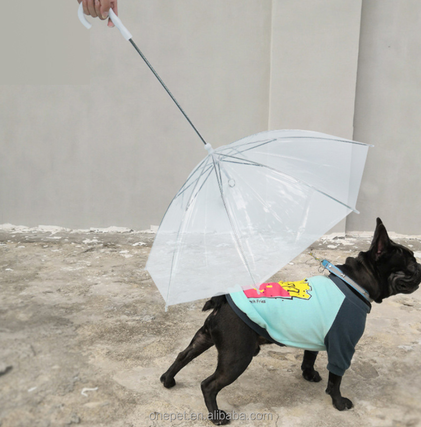 Pet Umbrella Small Dog With Dog Walking Leash Dog Raincoat Transparent Umbrella