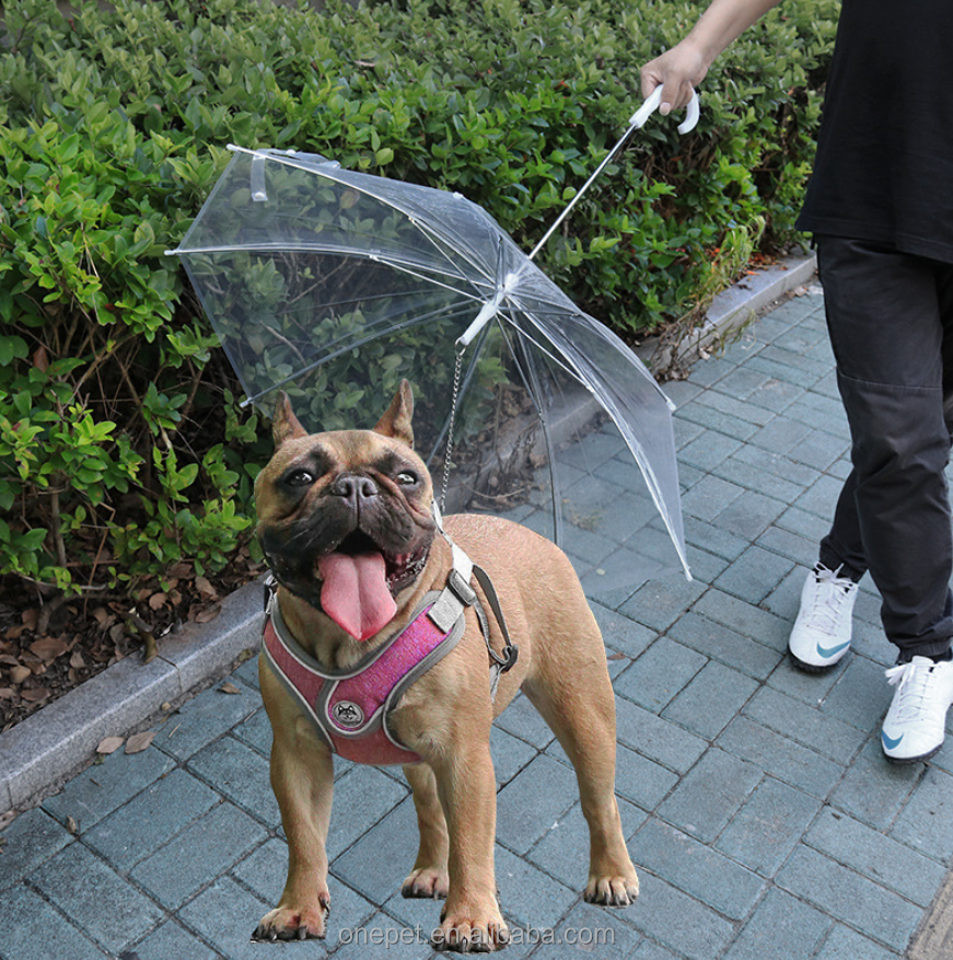 Pet Umbrella Small Dog With Dog Walking Leash Dog Raincoat Transparent Umbrella