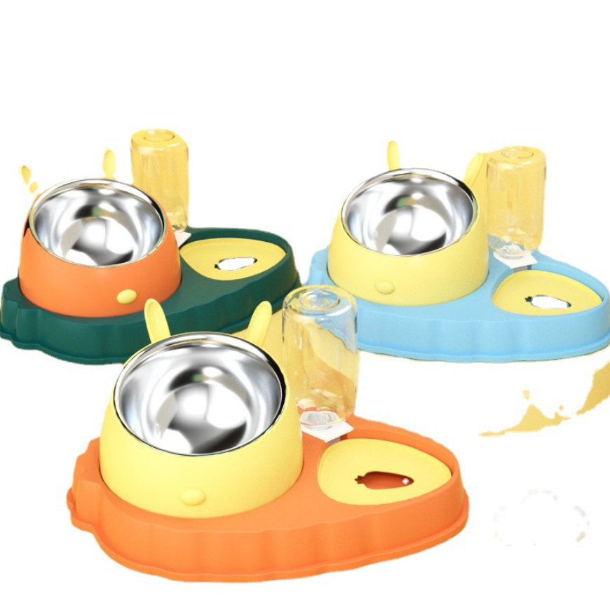 Pet Bowl Stainless Steel Double Bowl Anti Choking Slow Food Feeder Dog Automatic Drinking Water Dispenser Dog Bowl