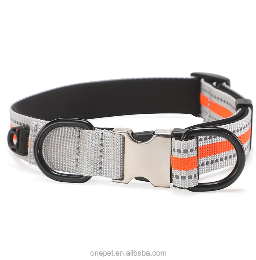 Dog Reflective Nylon Collar Pet Accessories Laser Lettering Metal Buckle Dog Collar