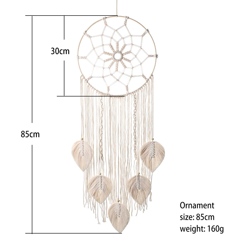 Macrame Dream Catcher Bohemian Leaf Hanging Wall Nordic Decor Boho Handmade Tapestry Ornaments For Home Living Room Decoration