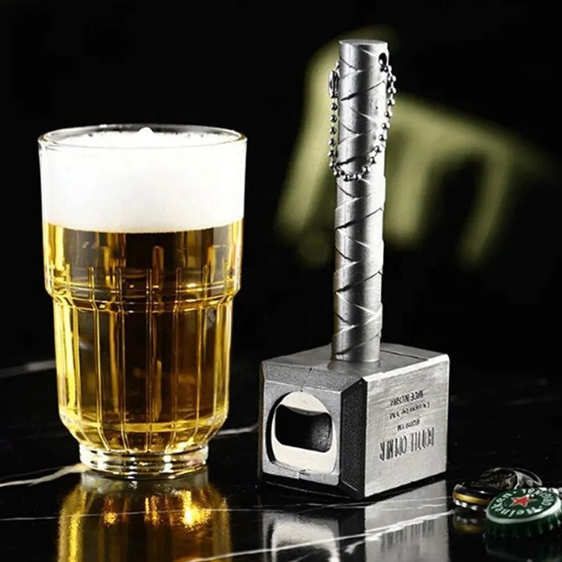 Hammer Shaped Beer Bottle Opener Silver Long Handle Can Opener for Refrigerator Fridge Family Gathering Birthday Party Bar