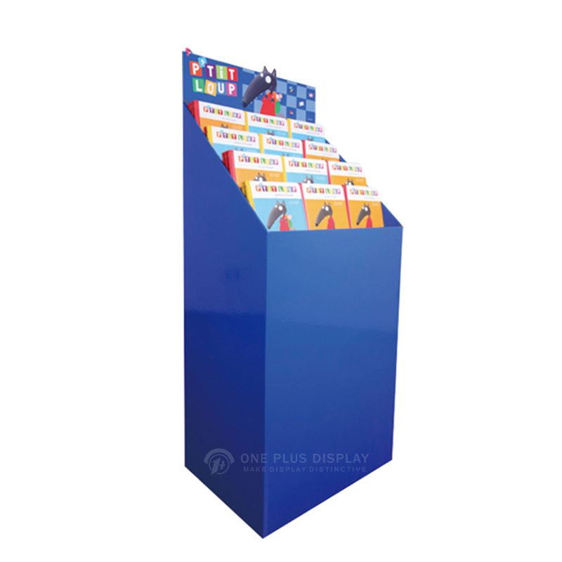 custom marketing stand magazine display  book shelf cardboard corrugated display stand books floor display stand