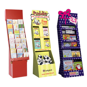 custom marketing stand magazine display  book shelf cardboard corrugated display stand books floor display stand