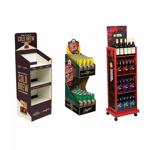 New Retail Promotion Corrugated Floor paper Display shipper Cardboard Display for Wine Beer water