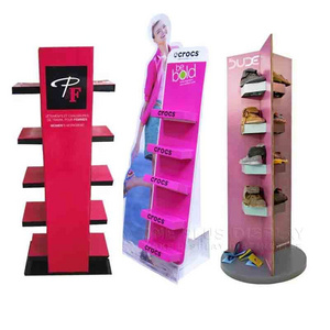 Retail Store Promotion Pop Cardboard Slipper Sandals Shoes Display Shelf Flip Flops Chappal Stands Corrugated Display Rocks