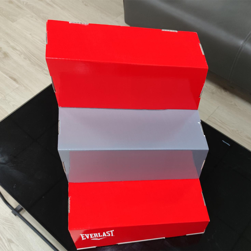 folding commercial carton shoe corrugated display stands box case pop paper shoe counter cardboard display rack for retail shop