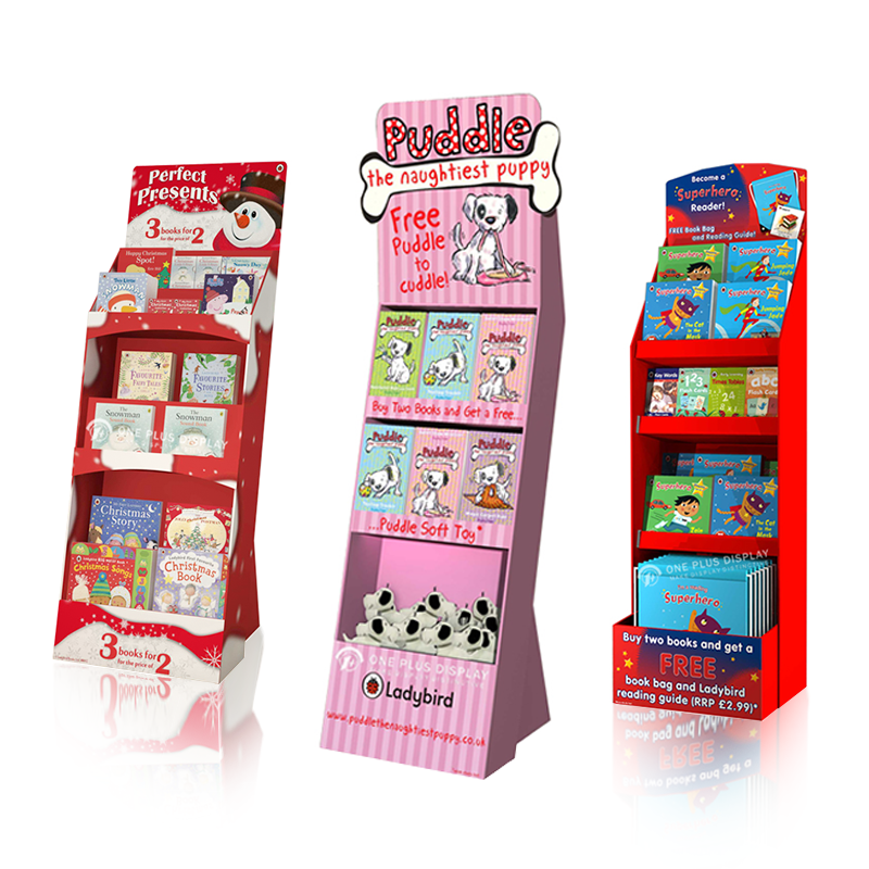 Wholesale Retail Advertising Racks Floor Display Stand Kids Accessories Toy Book cardboard Shelf Floor stand for books