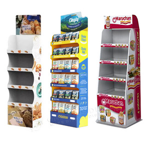 custom corrugated food snack paper stand display cardboard floor display Retail cardboard bread display rack