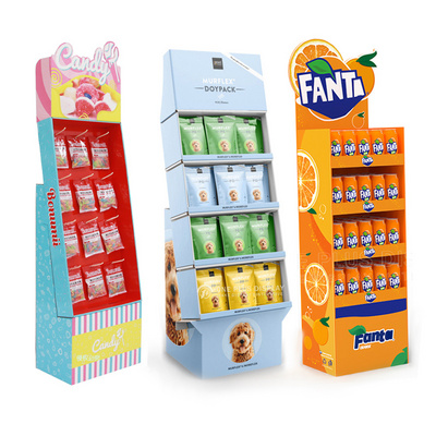 Custom paper rack carton stand display retail funko pop cardboard store chocolate candy food cardboard pallet display stand