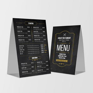 Custom Logo Printed Restaurant Stand Up Table Desk Number Paper Menu Tent Card