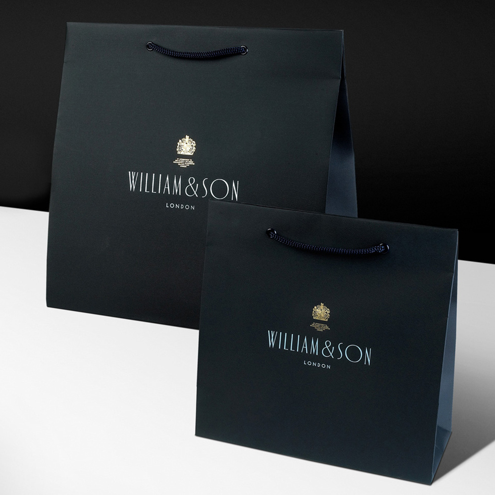 Custom Logo Printed Luxury Black Paper Clothing Perfume Packaging Promotion Gift Shopping Bag