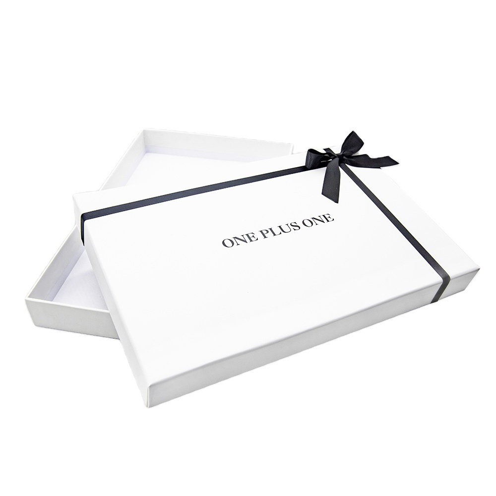 Custom Logo Luxury White Cardboard Paper Packaging 2 piece Removable Lid Rigid Gift Box