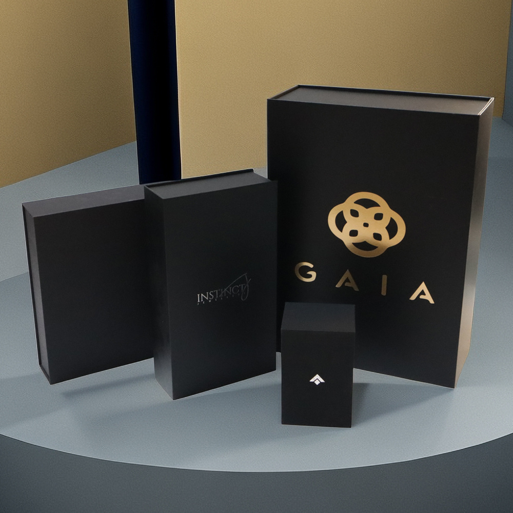 Custom Luxury Black Packaging with Magnetic Box Style Rigid Hard Cardboard Gift Box