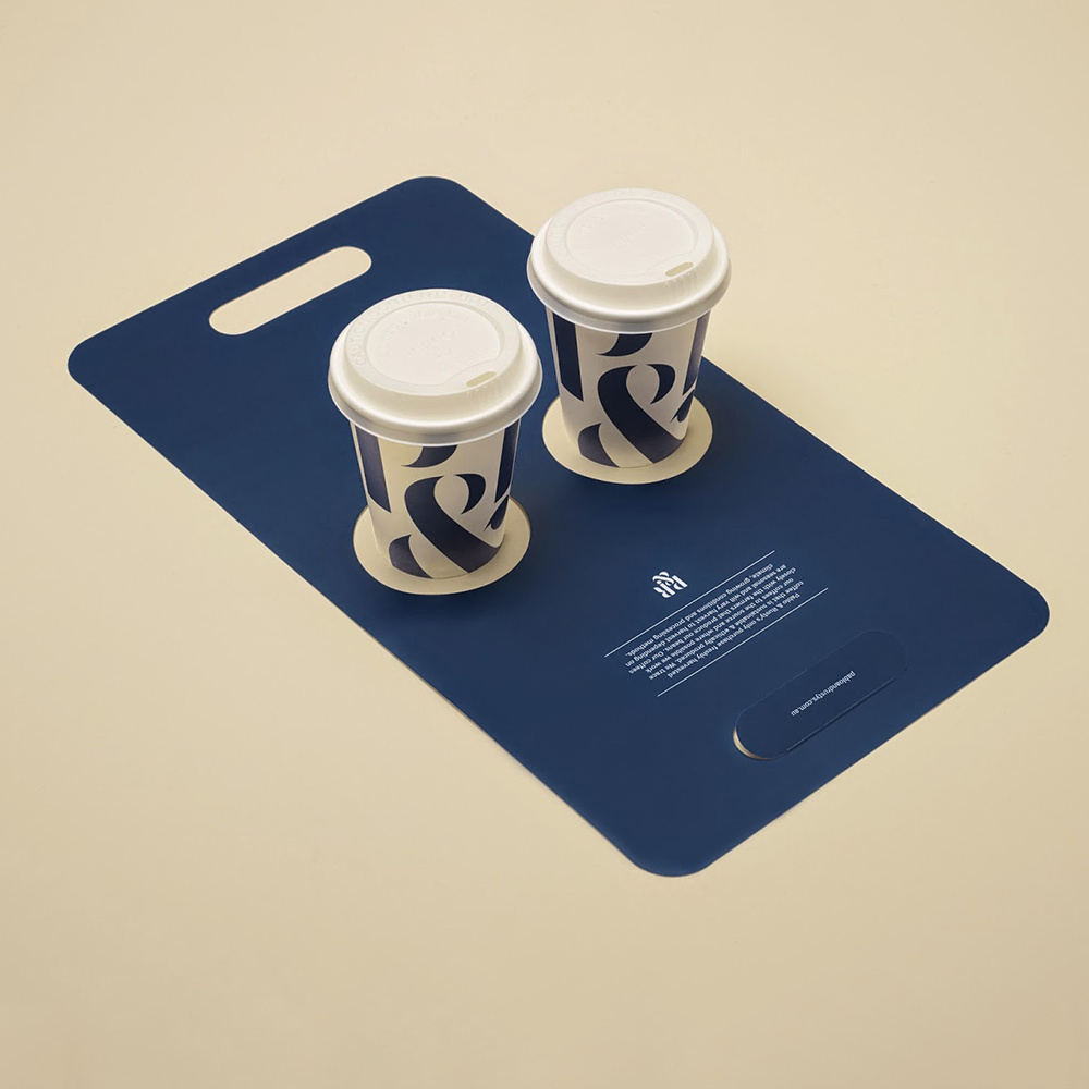 Custom Logo Disposable Black Take Away 2  Two Card Borad Drink Coffee Cup Paper Carrier Holder