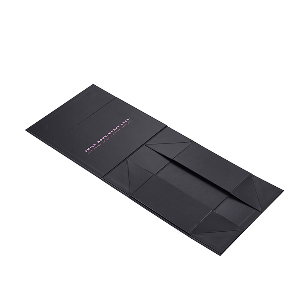 Custom UV Printed Black Magnetic Flip Closure Rigid Cardboard Gift Paper Box For Hair Extension Packaging