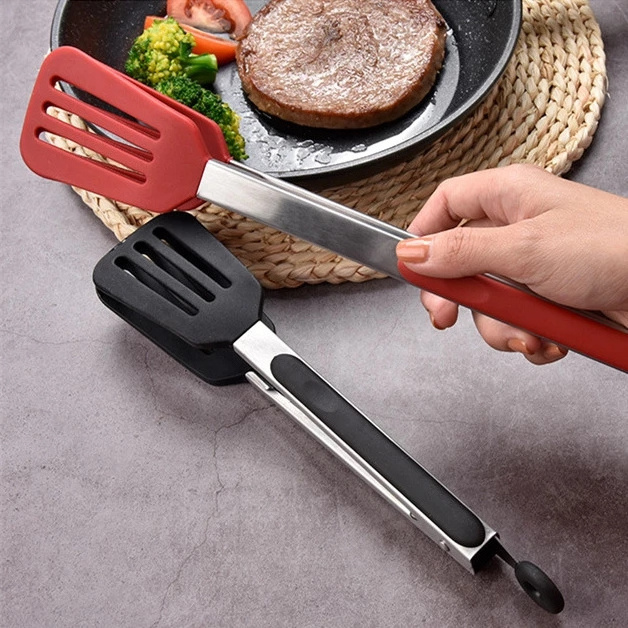 Food Tong Silicone Non-slip Cooking Clip Stainless Steel Kitchen Utensils