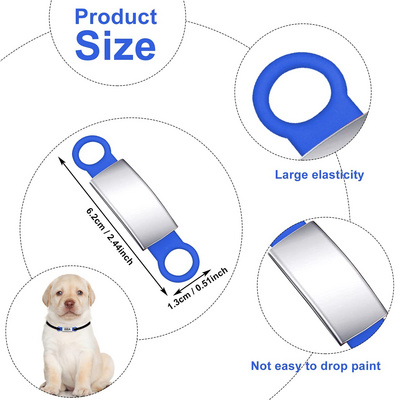 Blank Silicone Stainless Steel Dog ID Tag Dog Collar ID Name Accessories Pet Collars For Small Large Dogs Pets Supplies