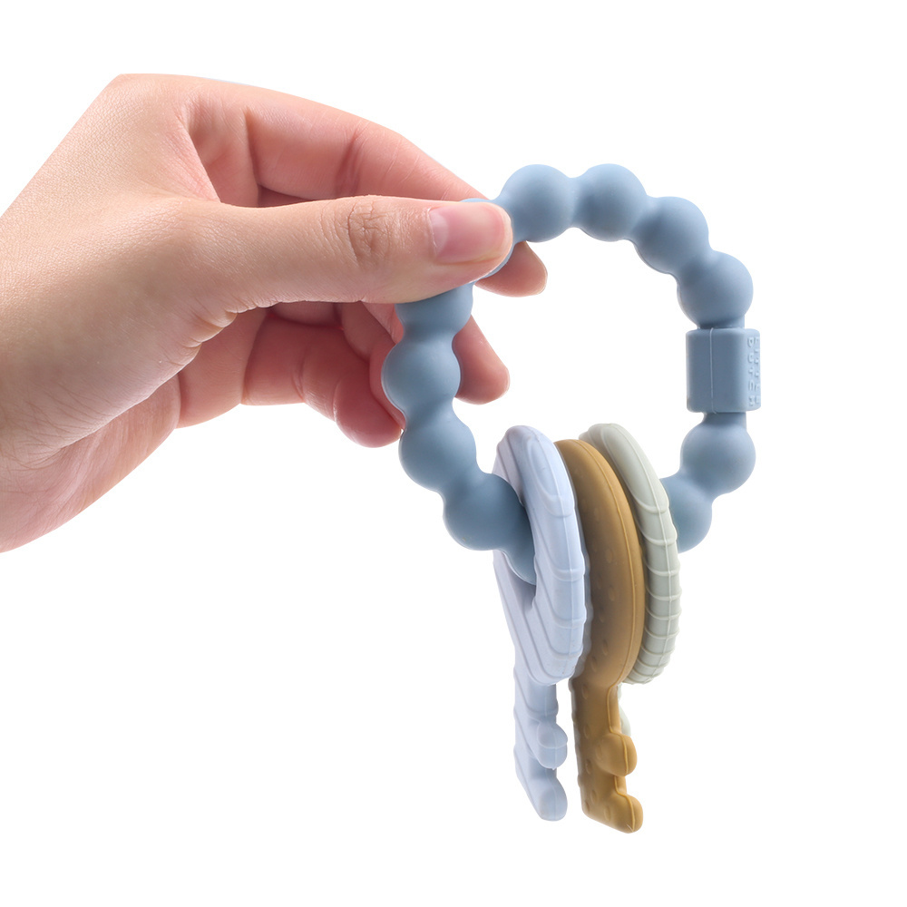 Wholesale Non-toxic Silicone Wood Ring Teether Baby chew Toys Silicone Elephant Teething Toys For Baby