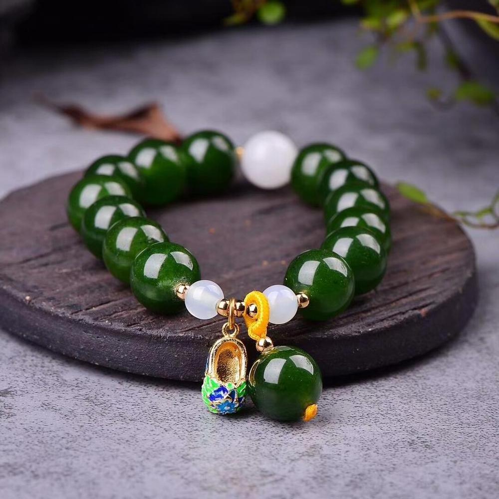 Hetian Jade Chalcedony Bracelet For Women Cloisonne Onyx Charm Bracelets