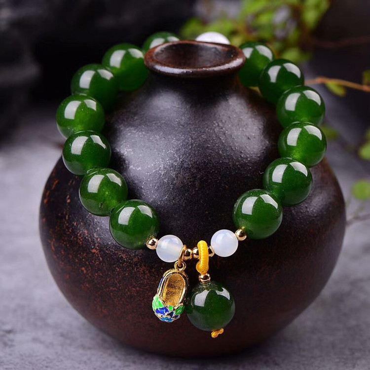 Hetian Jade Chalcedony Bracelet For Women Cloisonne Onyx Charm Bracelets