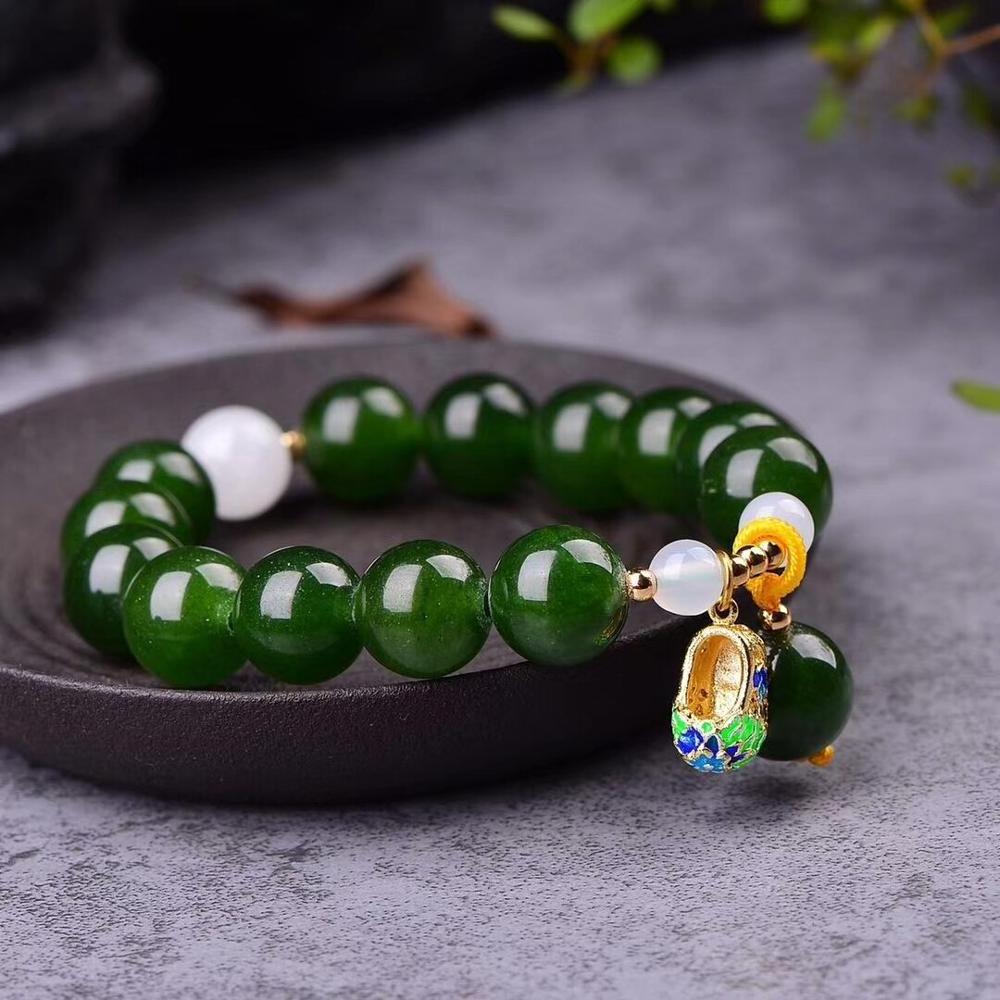 Hetian Jade Chalcedony Bracelet For Women Cloisonne Onyx Charm Bracelets