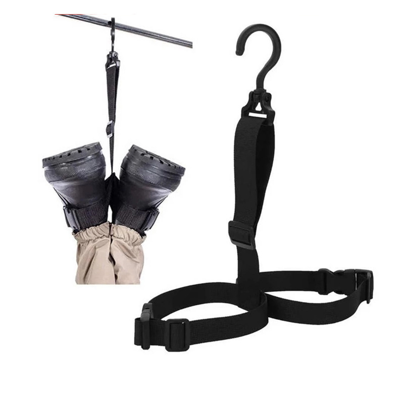 Custom Nylon Hanger For Fishing Wader Boots Water Boot Drying Rack With Adjustable Belt and Swivel Hook Boots Hanging Strap