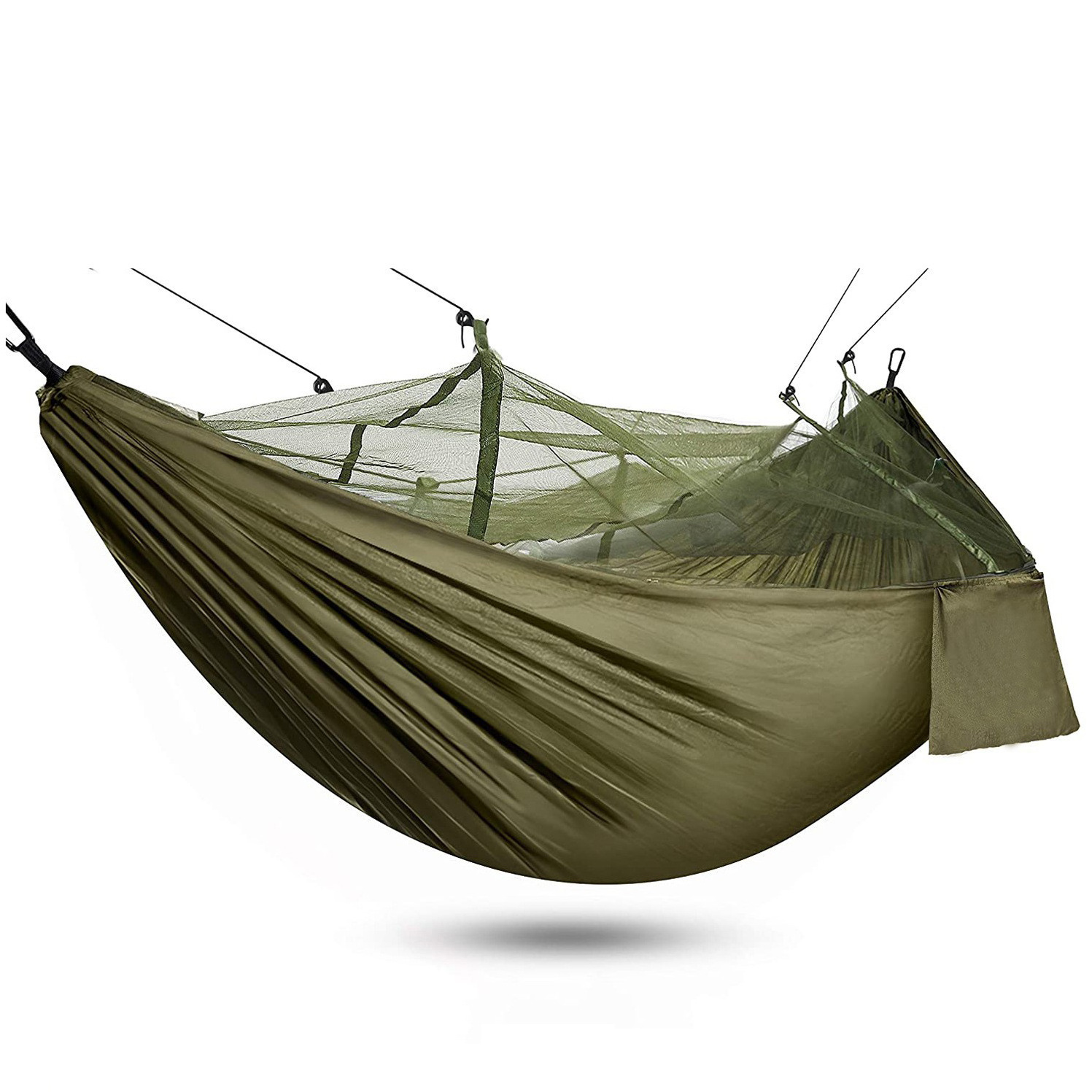 OEM Foldable Outdoor Hammock with Mosquito Net for Travel Camping 210T Nylon Comfortable Hanging Bed Heavy Duty Double Hammock