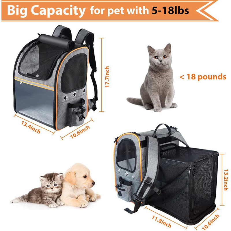 Oxford Pet Carrier Bag Backpack for Travel Breathable Dog Back Packs Large Capacity Bagpack for Small Dogs and Cats Pet Rucksack