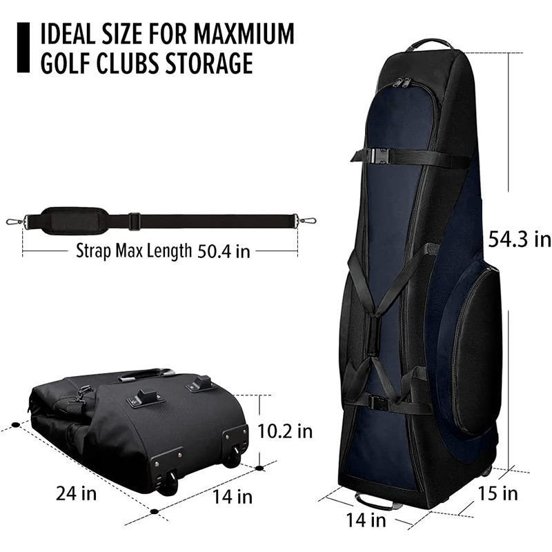 Custom Logo 900D Oxford Golf Bags For Men Waterproof Tote Golf Tour Staff Bag With Wheels Travel Padded Vessel Golf Stand Bags