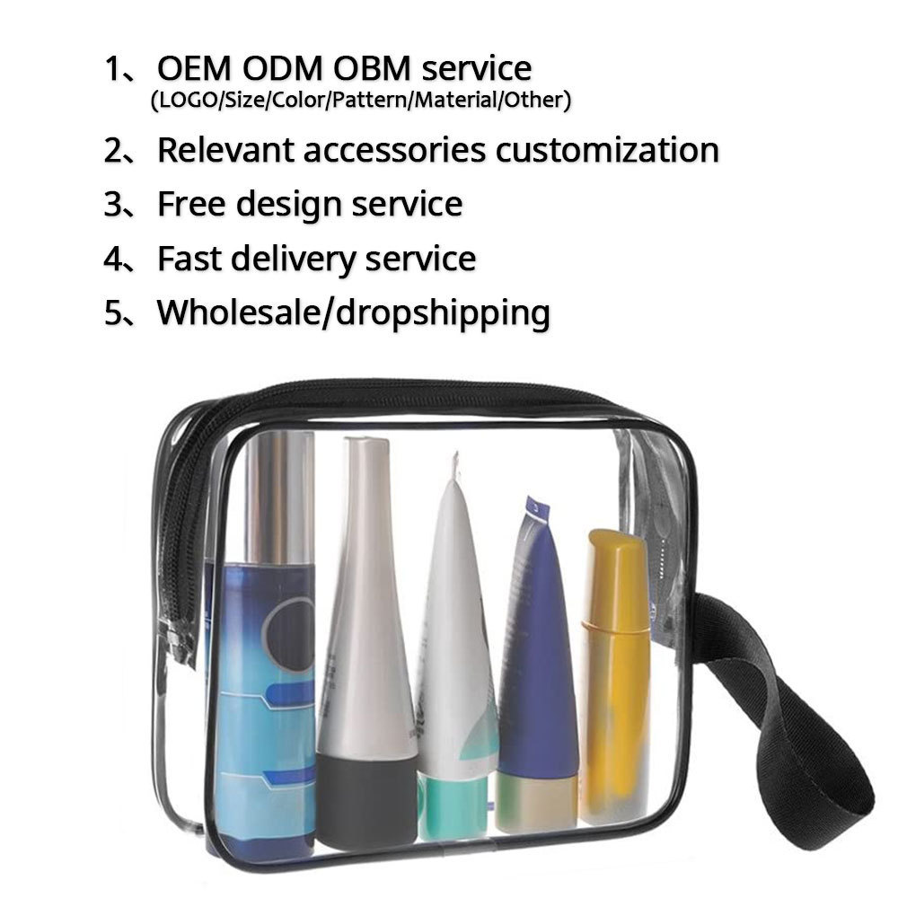 Custom Clear PVC Clear Toiletry Bags For Travel Makeup Tools Storage Organizer With Zipper Transparent Tote PU Cosmetic Bags