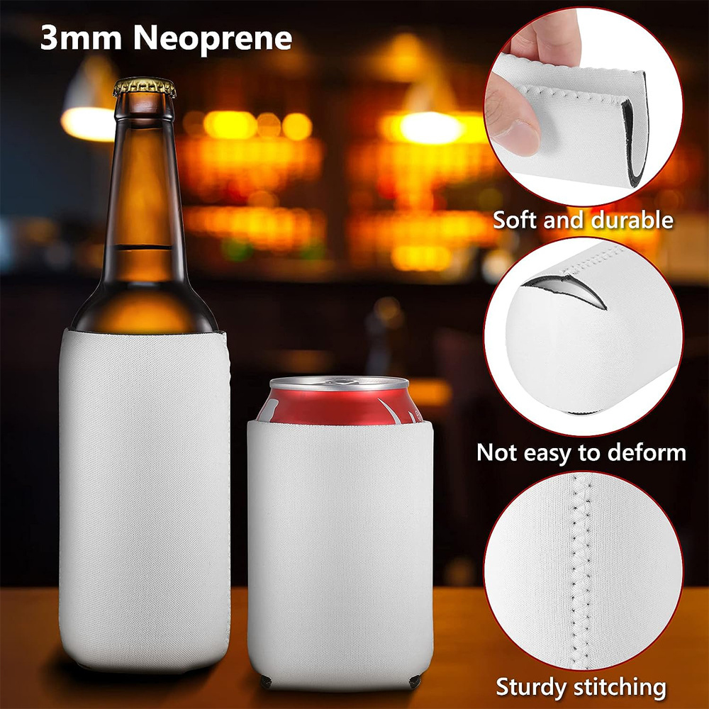 Neoprene Can Coozies Sublimation Blank Drink Sleeve Koozy Customized Stubby Holder Beer Can Cover Wit Foldable Soft Can Cooler