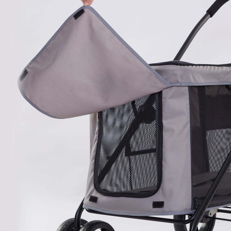 Custom Foldable Luxury Pet Stroller with 4 Wheels Oxford Portable Pet Carrier Bags For Cats Collapsible Breathable Dog Stroller