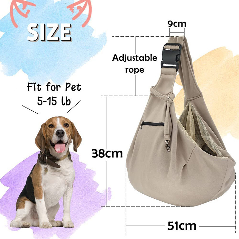 Custom Logo Portable Pet Carrier Bags Canvas Sling Shoulder Bags for Small Dogs and Cats Foldable Outdoor Travel Crossbody Bags